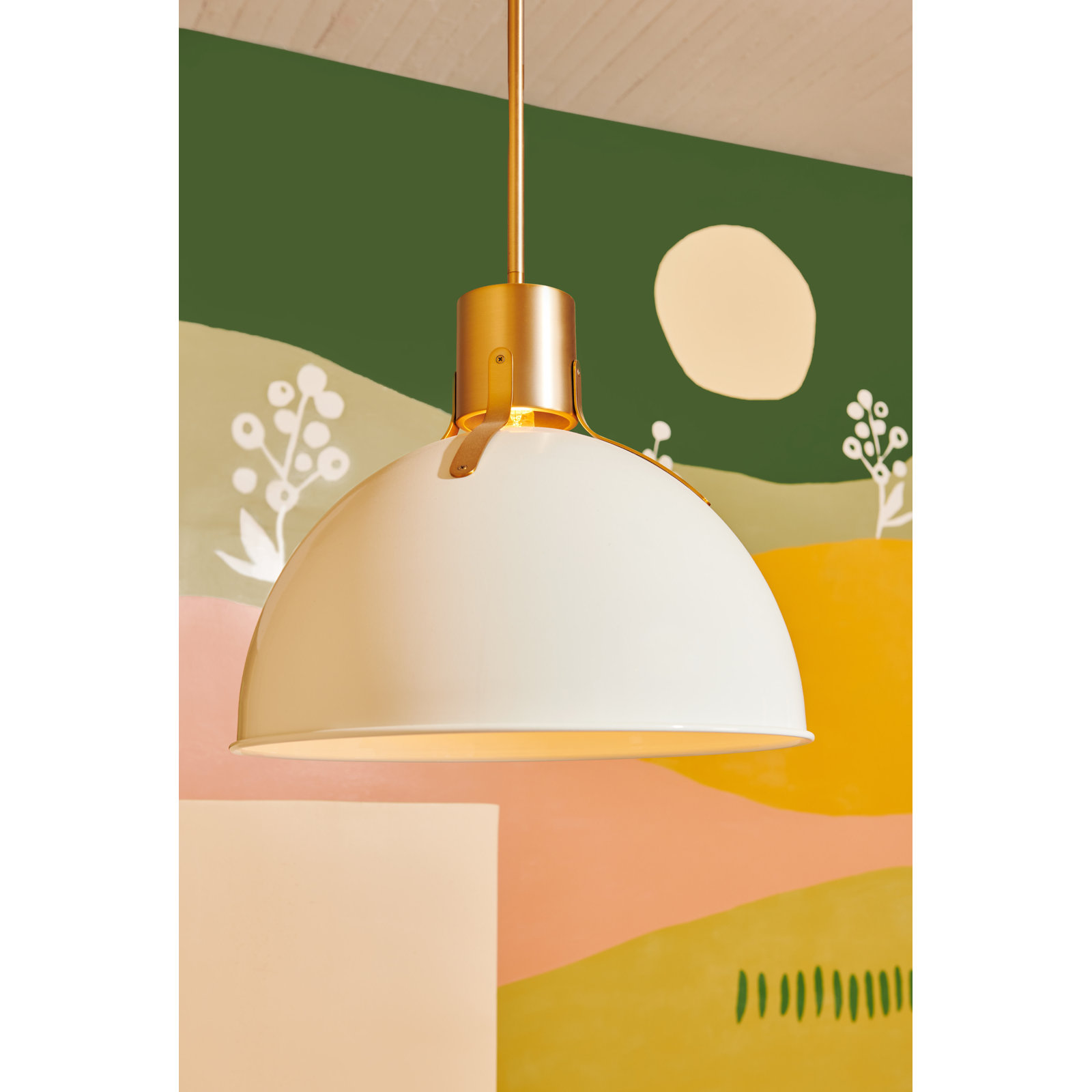 Clendon Dimmable Single Light Pendant, Polished White, 17" H x 20" W x 20" D, Polished White