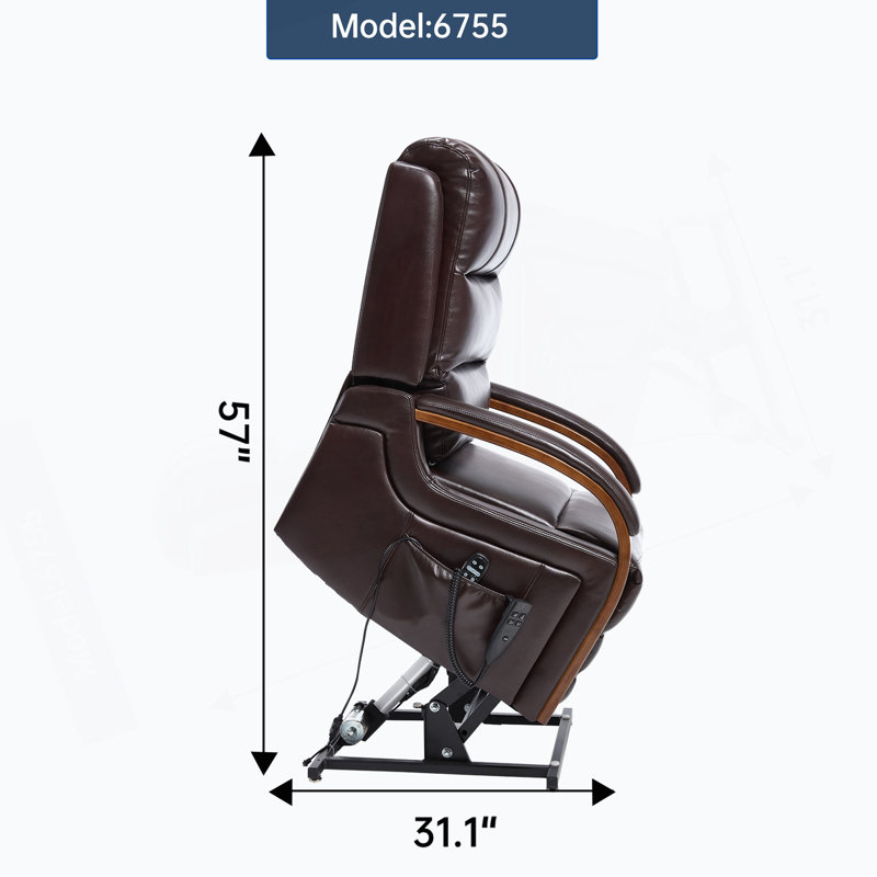 Fauteuil inclinable Power Leatheraire Lift, Marron foncé