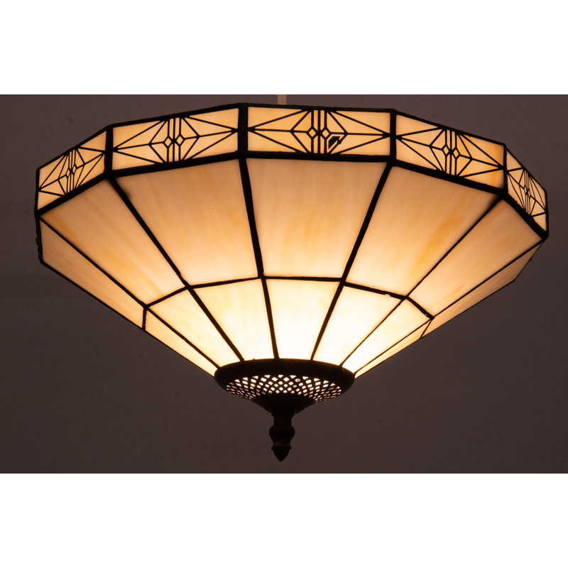 Barfleur 33cm Tiffany Style Cream Glass Bowl Pendant Shade