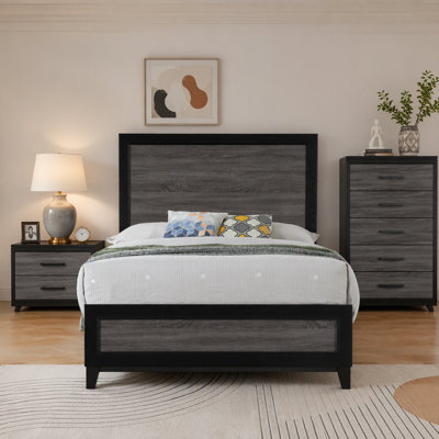 SOLUTO GREY AND BLACK FULL BED