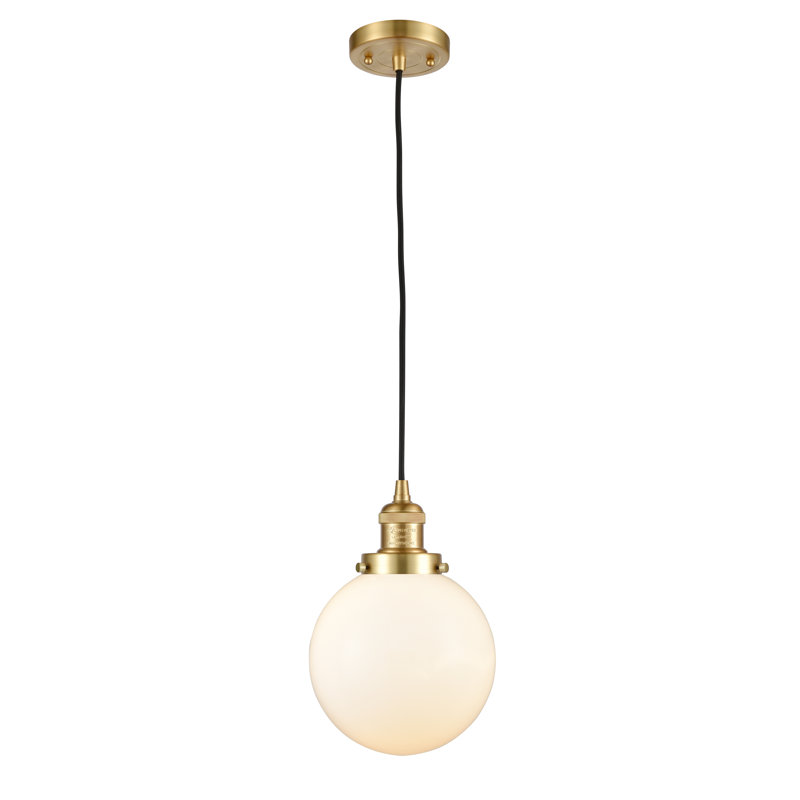 Luminaire suspendu sphère 1 lumière Clementina, Boîtier blanc mat, Ampoule non incluse, Or satiné