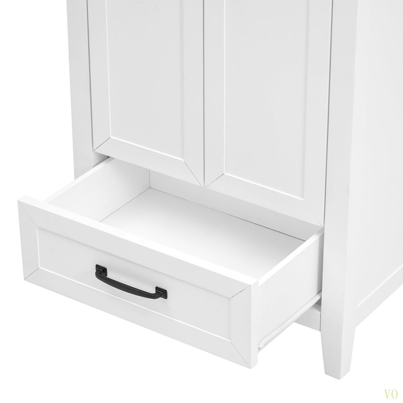 Meuble-lavabo 24 po avec lavabo, meuble-lavabo avec tiroir et portes, bois massif et panneau de fibres à densité moyenne 24 po