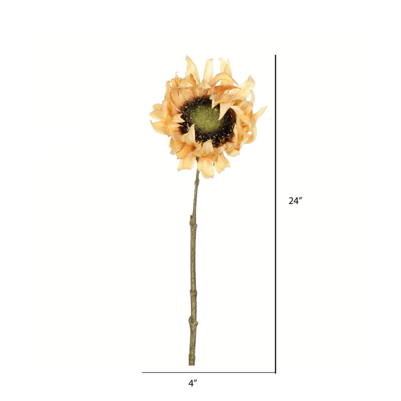 Tige de tournesol artificielle 24 po, Orange