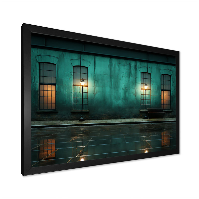 Turquoise Twilight Industrial II sur toile, H 30 po x l 40 po x P 1,5 po, Cadre simple noir