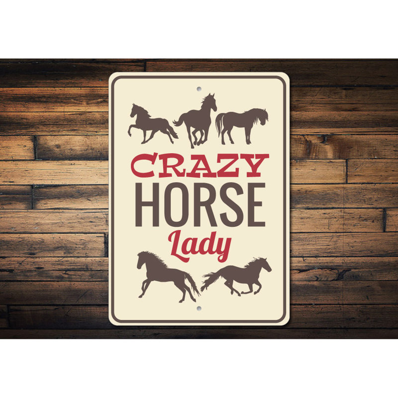 Plaque en aluminium Crazy Horse Lady, H 18 po x l 12 po x P 0,06 po