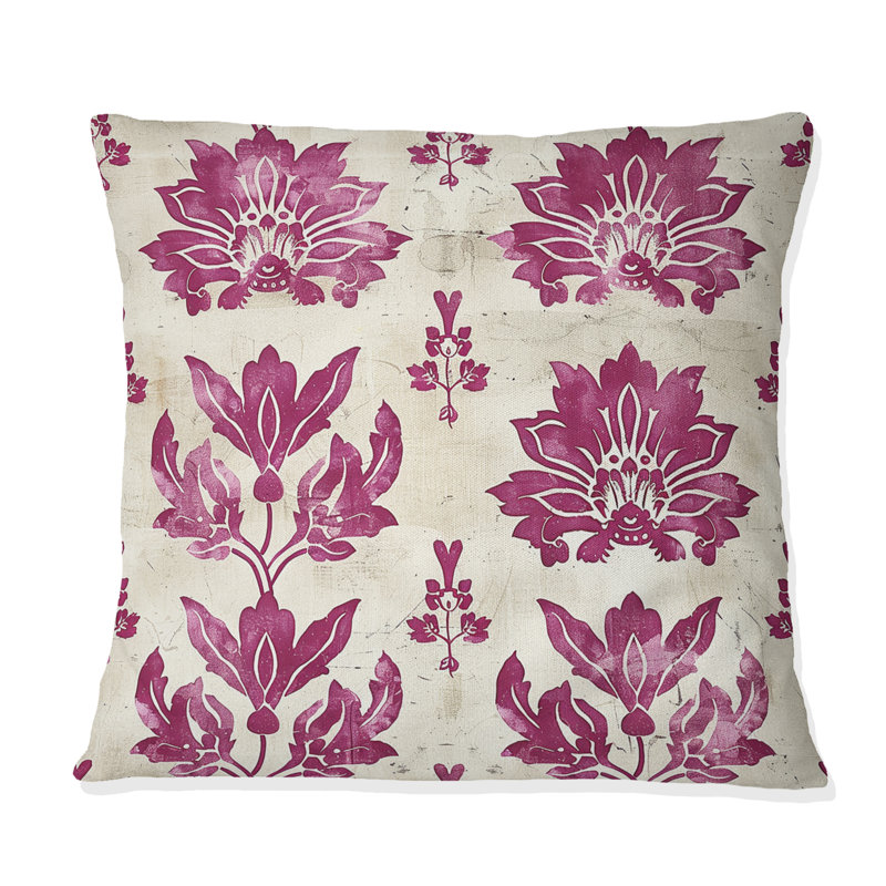 Magenta rustique Blooming Charm I - Coussin Farmhouse, H 16 po x l 16 po, Carrée