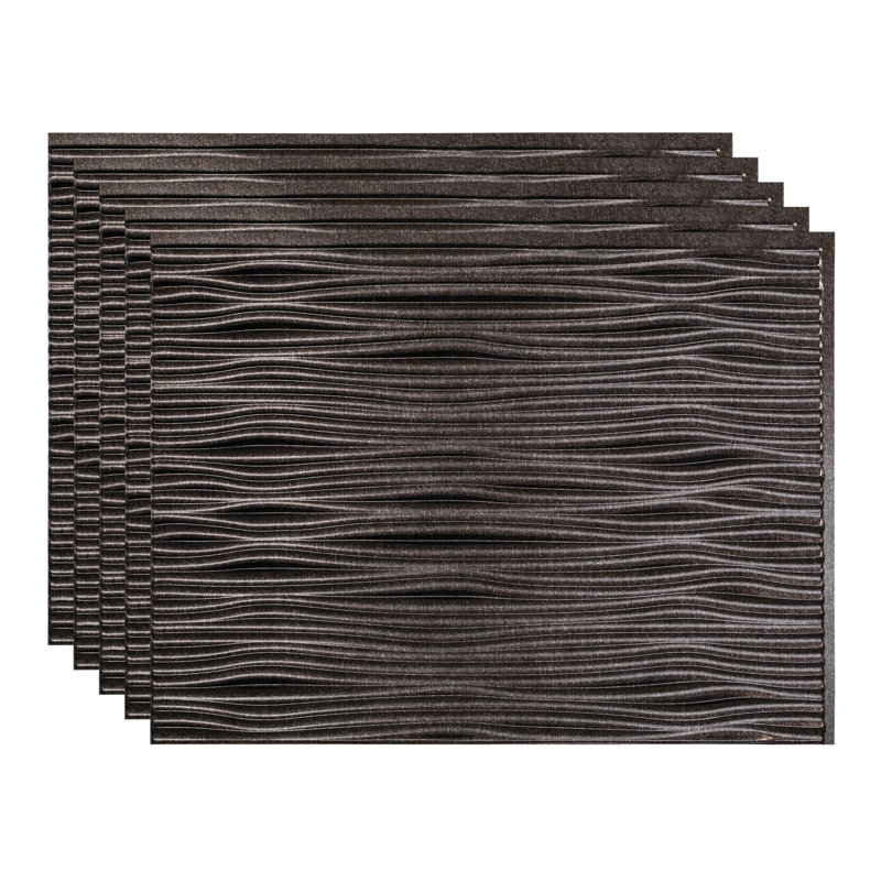 FASÄDE Waves Decorative Vinyl 18in x 24in Backsplash Panel, Smoked Pewter