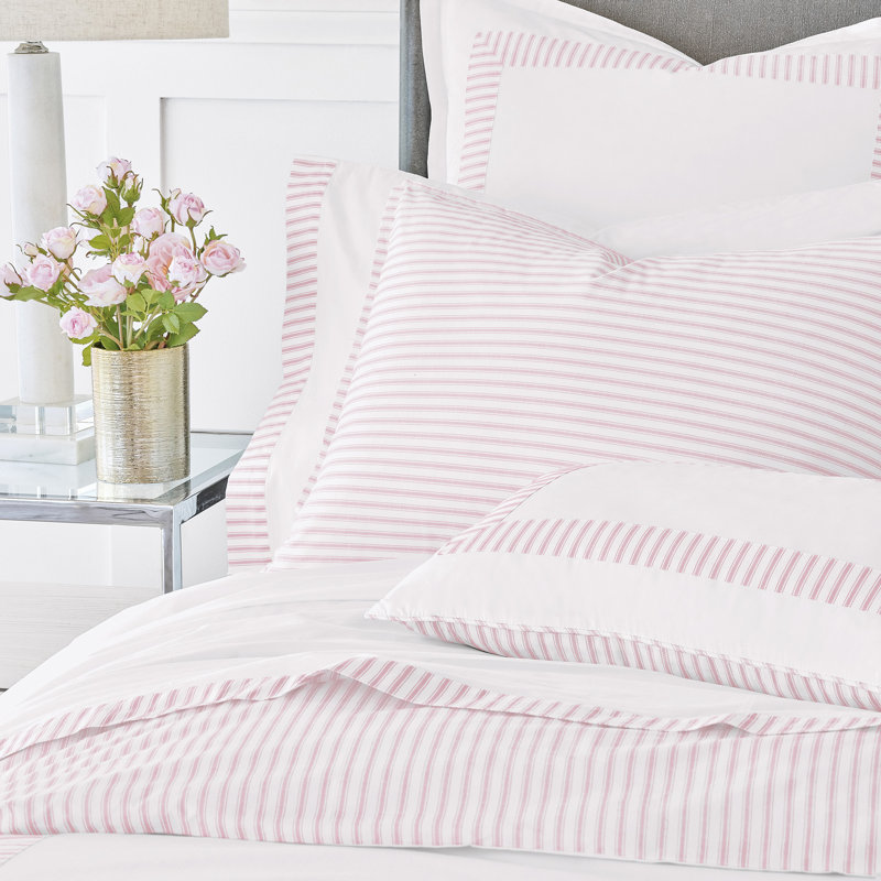 Blass Ticking Cotton Striped Sham by Alexa Hampton, Petal, Euro