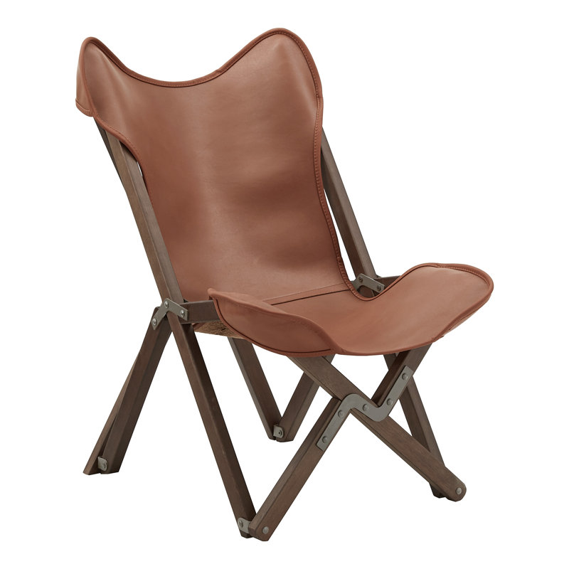 Fauteuil de chambre Kyolan en cuir véritable Tripolina, Cuir véritable brun, Brun