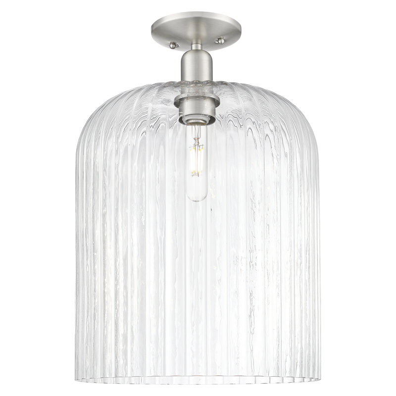 Downtown Urban - Franklin - 1 Light 12" Semi-Flush Mount , Clear, Brushed Satin Nickel