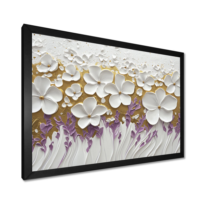 Taylor Wildflower Pure Cream Bloom I - Art mural fleurs sauvages, Reproduction encadrée d'une seule photo sans pass, Noir