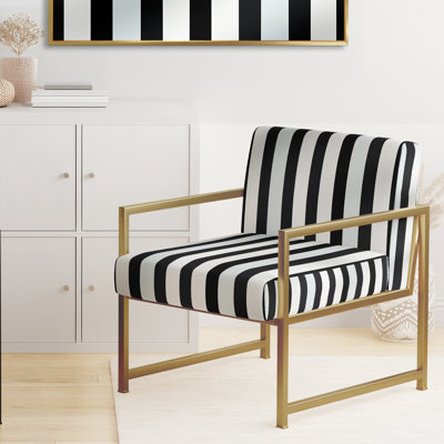 Chaise d'appoint rayée noire et blanche Harmony - Velours