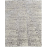 Brighton Hand Knotted Abstract Area Rug in Gray/Ivory