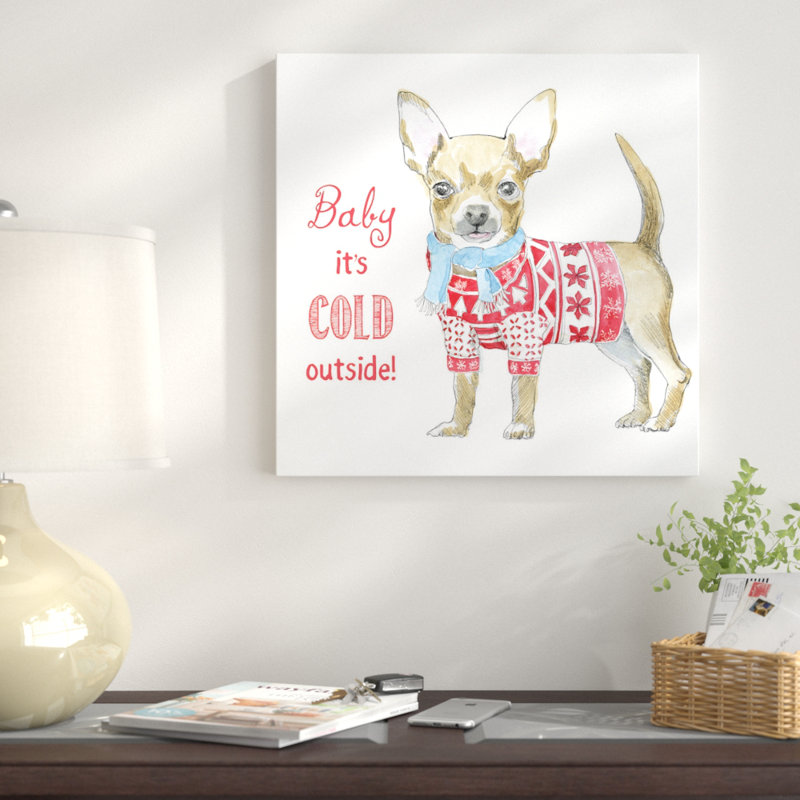 « christmas glamour pup i », impression sur toile, H 12 po x l 12 po x P 0,75 po, Pas de tapis, Toile tendue