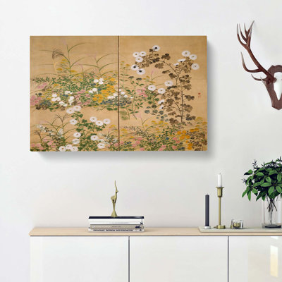 Flowering Plants In The Autumn by Ogata Korin - Wrapped Canvas