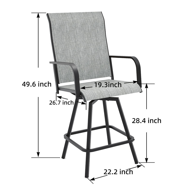 Tabouret de bar d'extérieur en métal (ensemble de 2), Gris