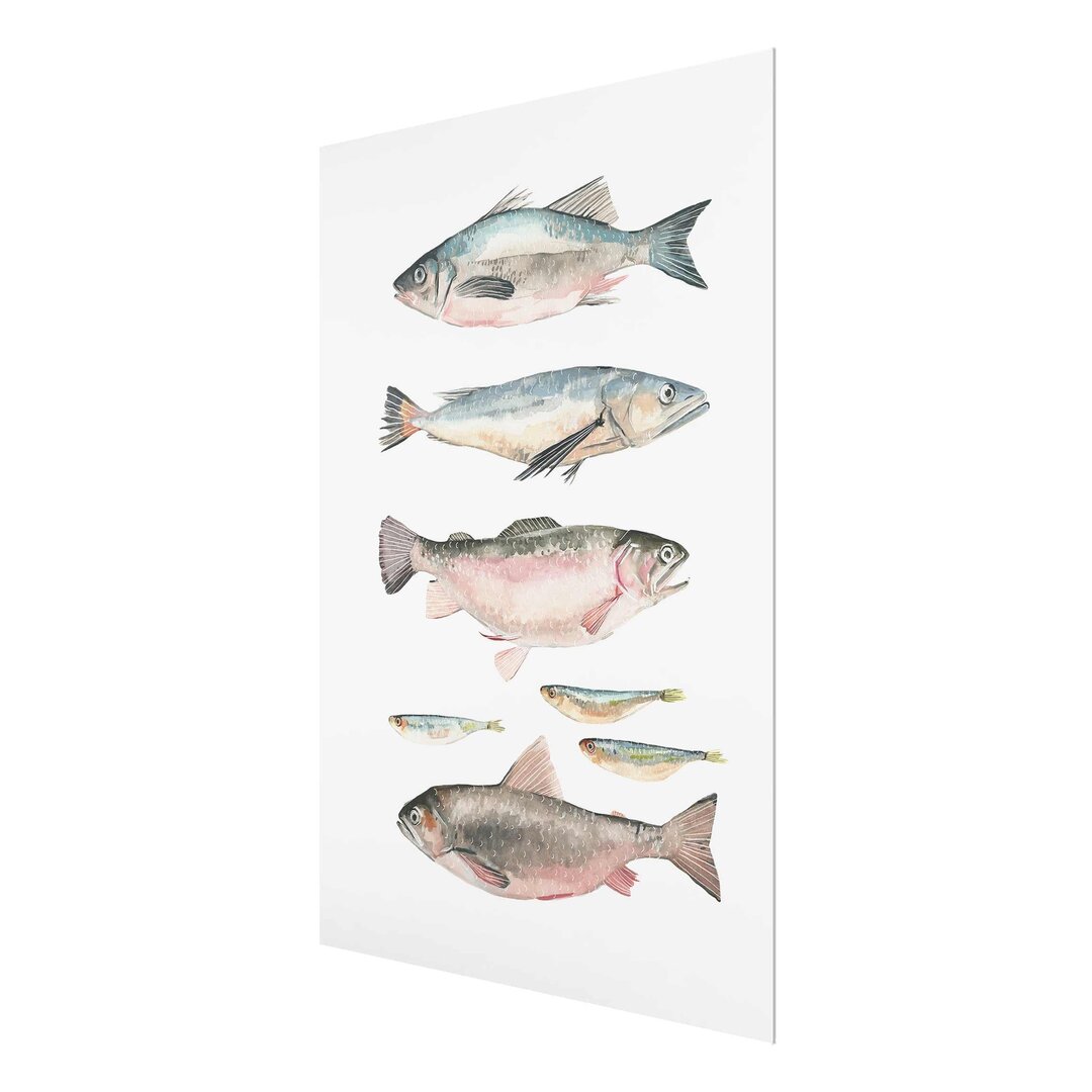 Glasbild Sieben Fische in Aquarell I