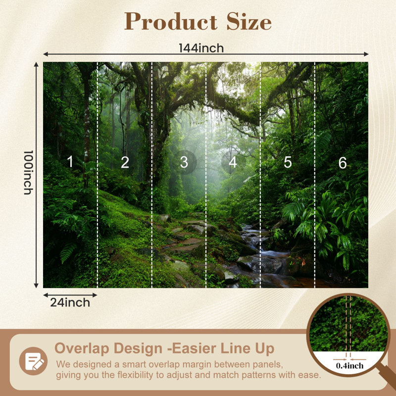 Murale auto-adhésive pour chambre à coucher Peel and Stick l 144 "x H 100" Selva de Népal, L 144 po x l 100 po
