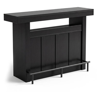 Table de bar moderne de 4 niveaux de 160 cm avec étagères ouvertes, repose-pieds et rangement – ​​Noir