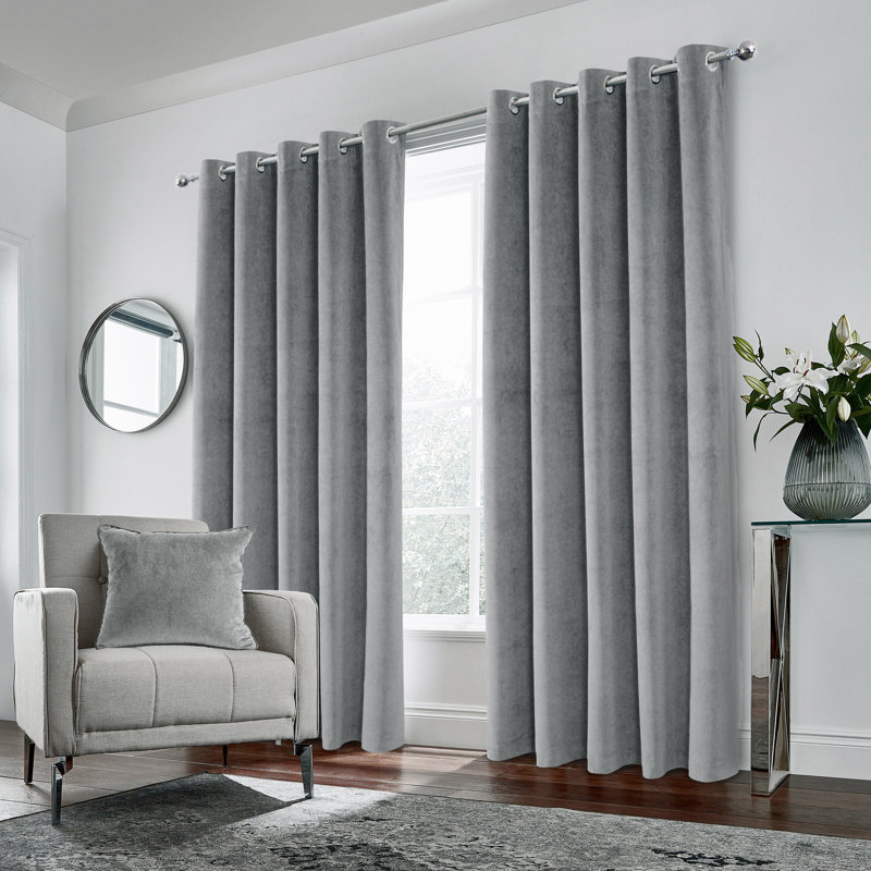 Ahnylah Blackout Curtain Pair, Grey, 168cm Width x 183cm Drop