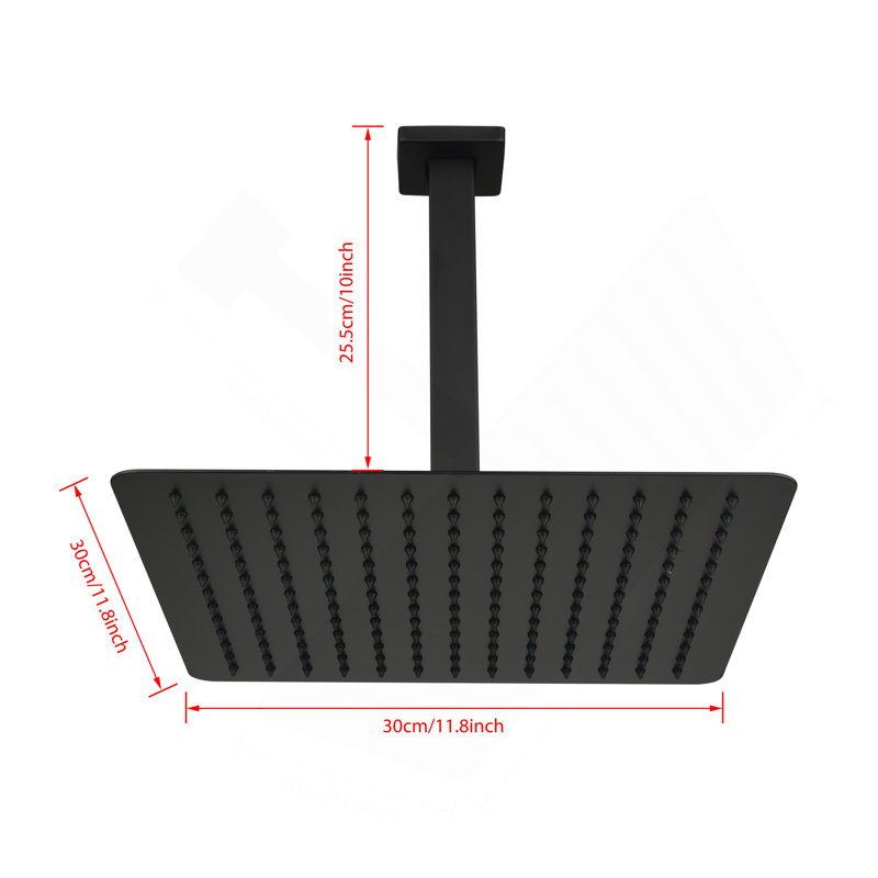 Rain Shower Head High Pressure Rainfall Showerhead Water Saving, Matte Black