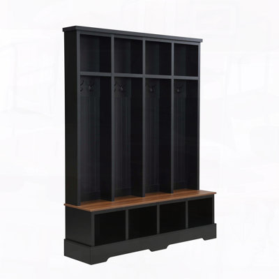 Farmhouse Hall Tree with Hooks Bench and Shoe Rack