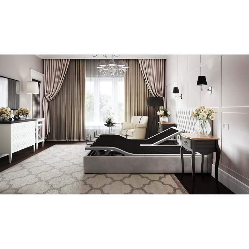 Btx5 King Adjustable Bed Base - Head And Foot Position Easily, 4 Ports, Dual 3-level Massage, Under Lighting Included, Memory Positions, 6000n Motor, Wireless Remote With Flash , No Box Spring