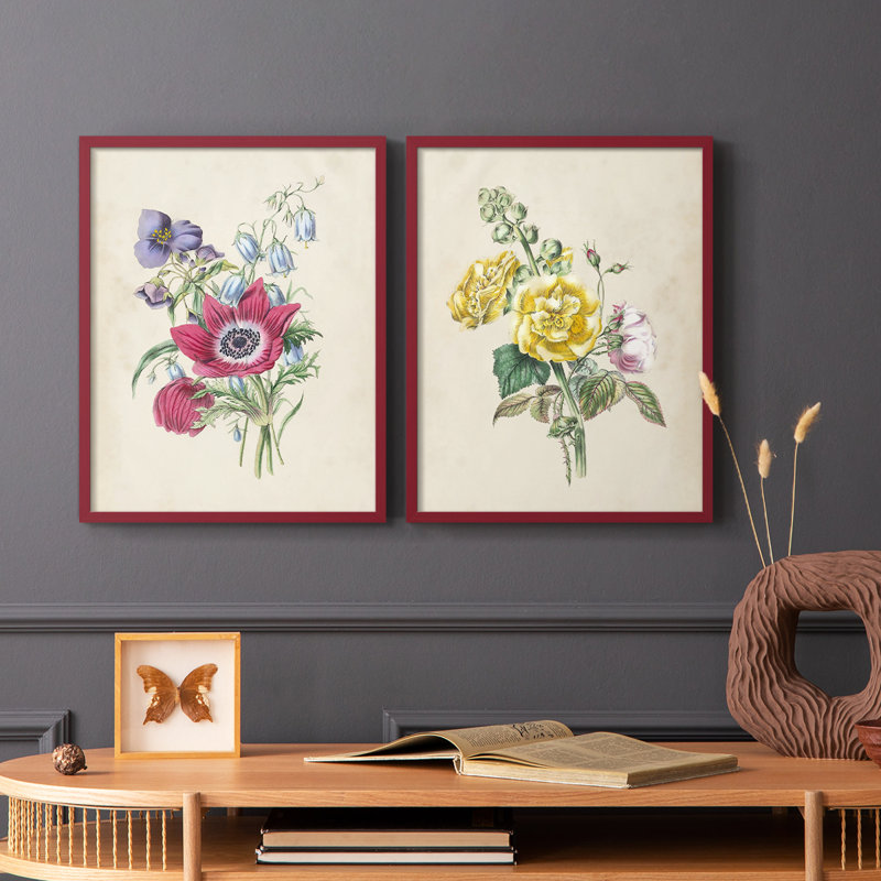 Antique Garden Bouquet I-Premium, reproduction encadrée - prête à être accrochée - aucun clou requis - aucun clou requis