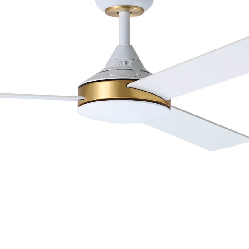 Wodina White 52 inch Ceiling Fan, Satin Brass, White
