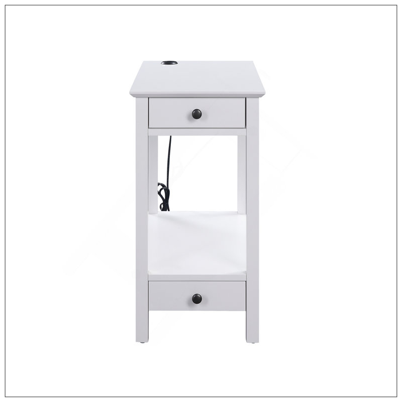 Byzad White Finish Accent Table W/USB