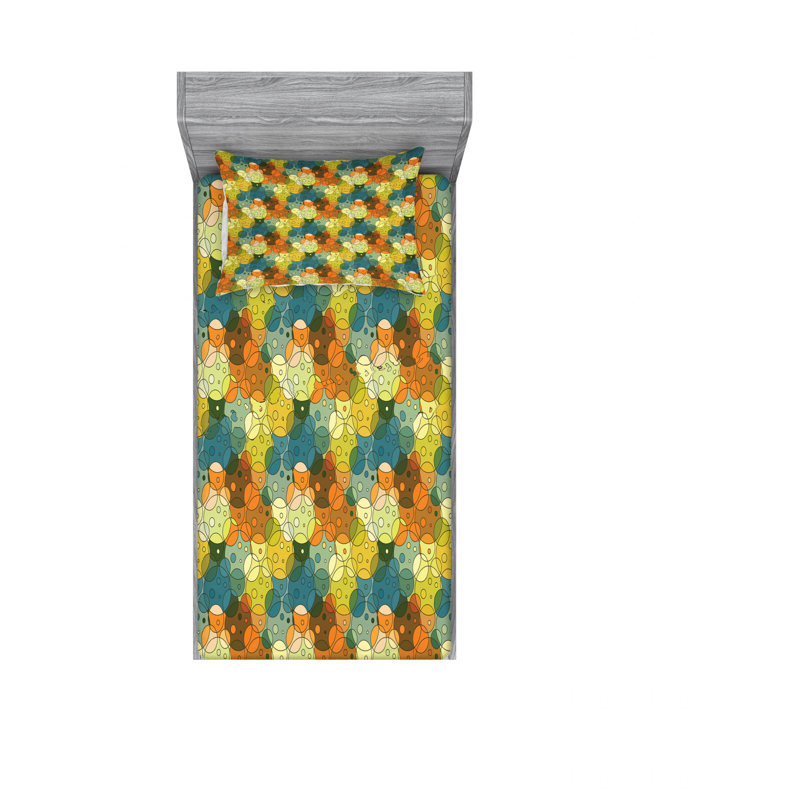 Microfiber Geometric Sheet Set, Twin XL Sheet Set with Fitted Sheet