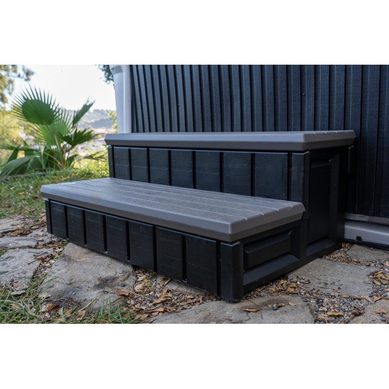 Deep Gray Weather-Resistant Two-Tier Spa Step for Hot Tub