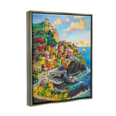 «Red Barrel Studio® Cinque Terre View», art mural encadré par Robin Altman