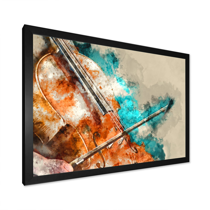 «Modern Energetic Color Violin», reproduction sur toile, Toile avec cadre noir, H 8 po x l 12 po x P 1 po