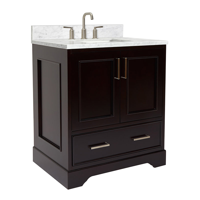 31'' Single Bathroom Vanity with Carrara Marble Top, Espresso