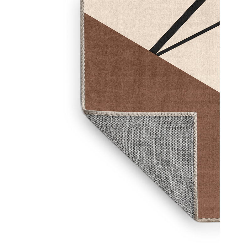 Machine Washable Takengon High Jump Minimalist Rug in Beige – Beige Binding, 5x7