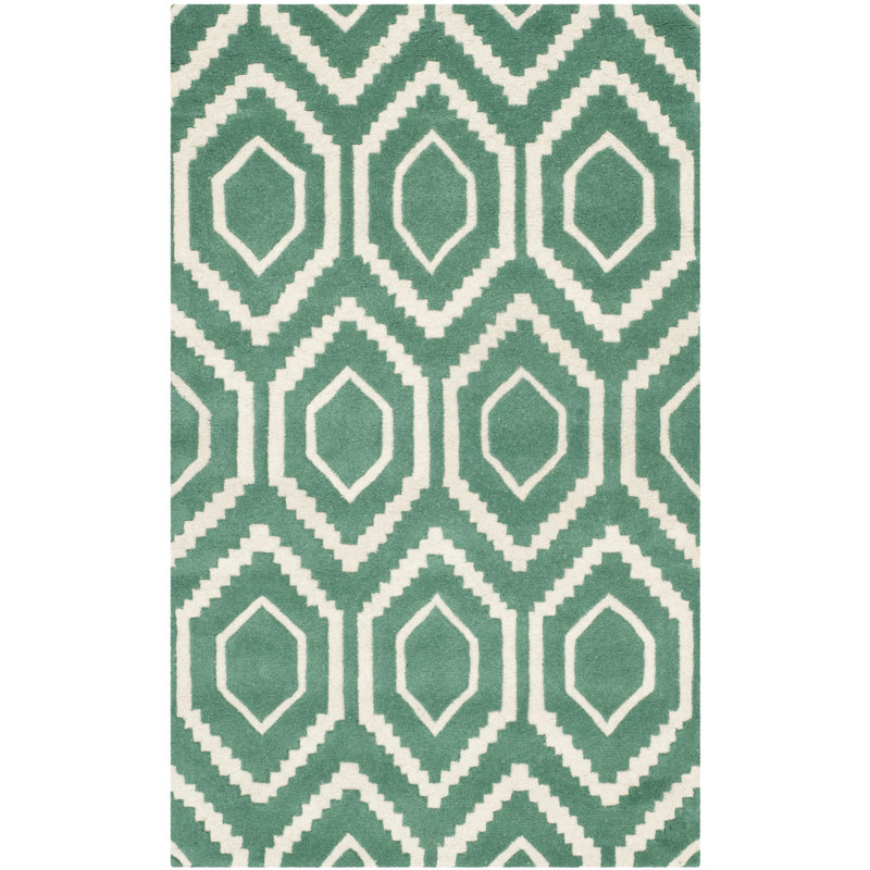 Deedie Hand Tufted Wool Geometric Rug, Rectangle 3' x 5'