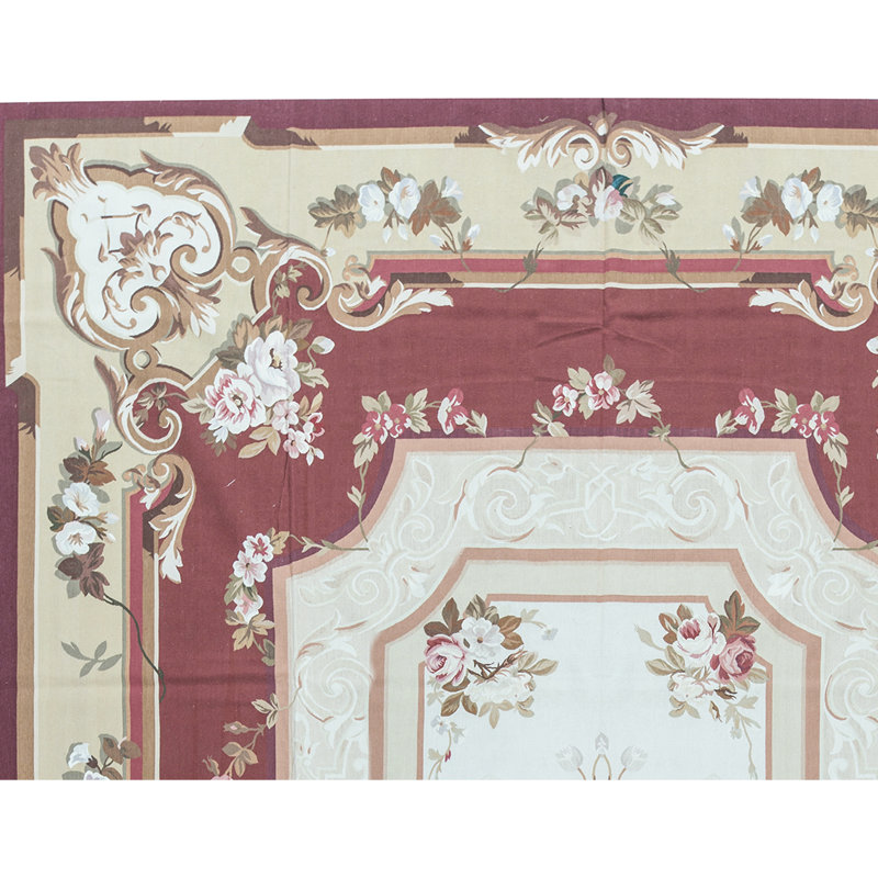Hand-Knotted High-Quality Wine and Gold Area Rug