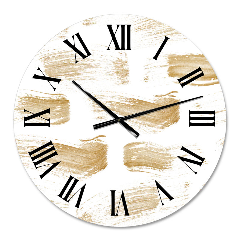 Golden Abstract Strokes - Modern wall clock, Oversized