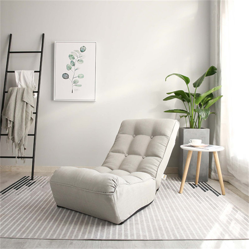Fauteuil inclinable réglable réglable pour le confort et les loisirs, idéal pour les balcons et les tatamis, Grey Linen