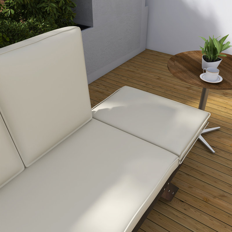 Lit de jour réglable pour patio avec coussins, Blanc