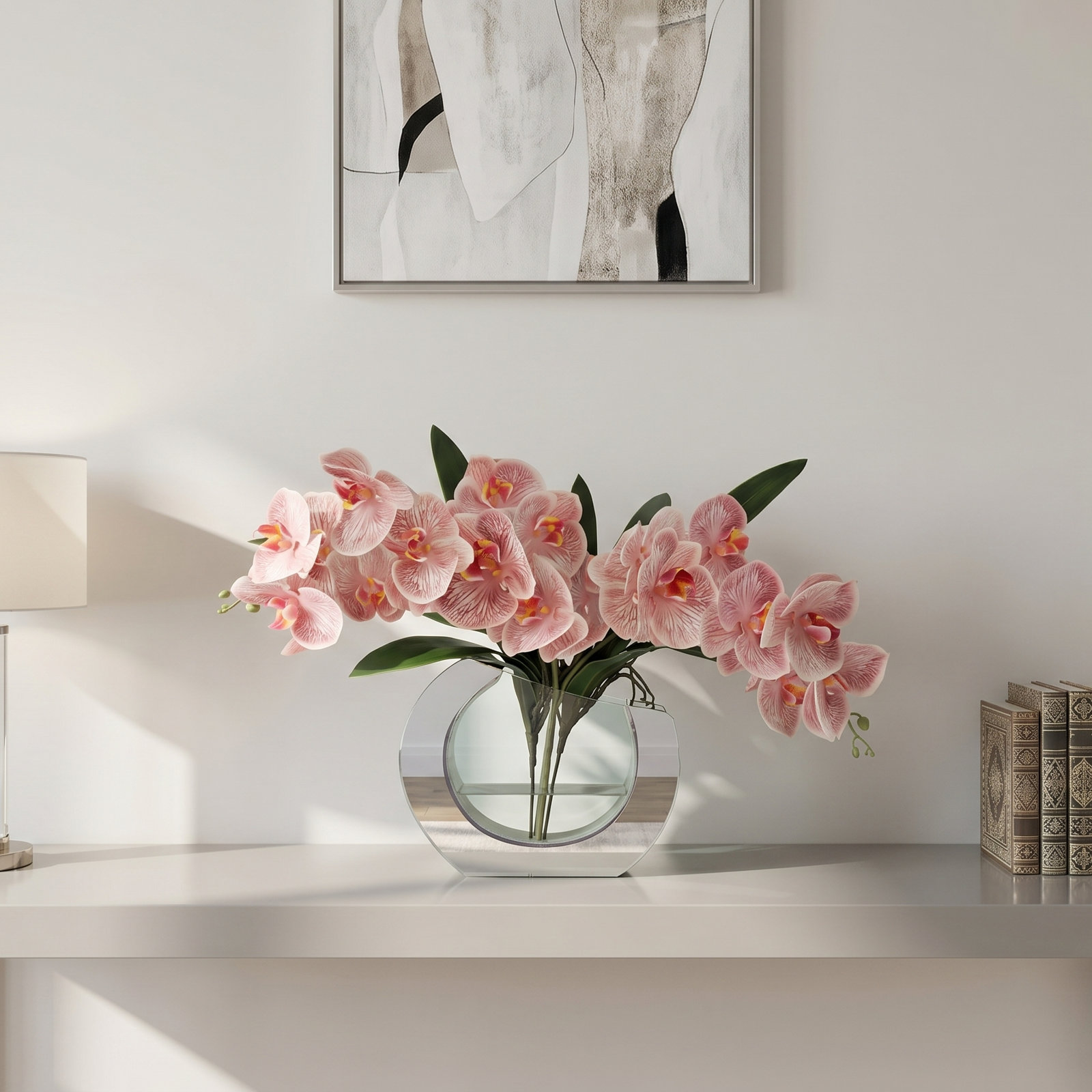 Orchid Floral Arrangement in Vase, Pink
