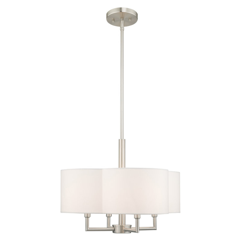 Vino Steel Dimmable Drum Chandelier, Off-White, 10"H x 20"W x 20"D
