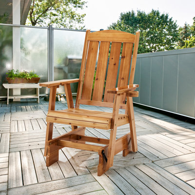 Heavy Duty 600 Lb High Back Roll Back Treated Glider Chair with Cup Holders, by Winston Porter