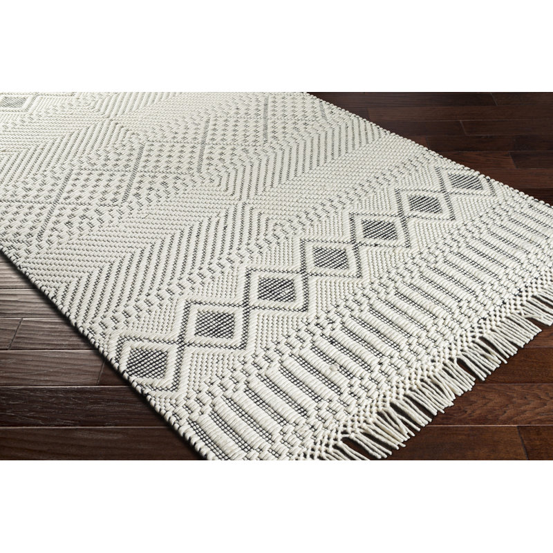 Dulvert Geometric Wool Ivory Area Rug, Rectangle 6' x 9'