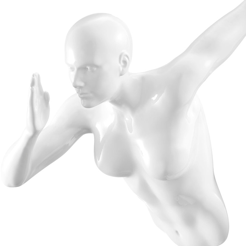 Glossy White Resin Wall Runner Sculpture, 13" Woman