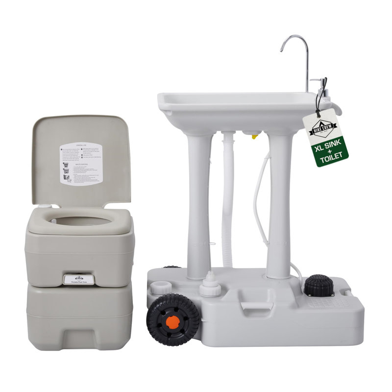 Lavabo de camping portable Hike Crew XL - Toilette d'extérieur 8 To avec toilette