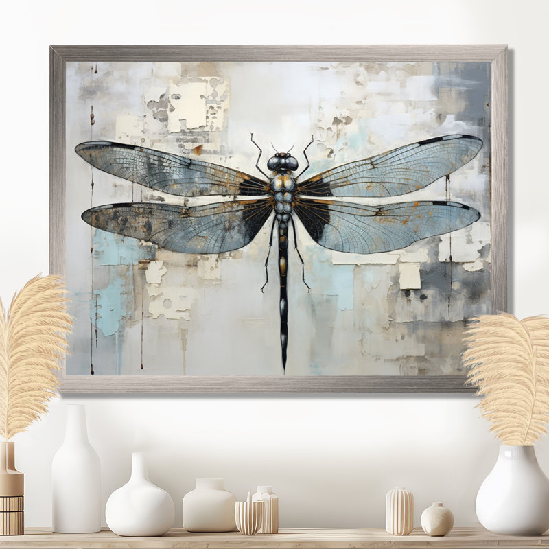 Dragonfly Delight IV - Libellule, art mural, H 30 po x l 40 po, Cadre photo noir
