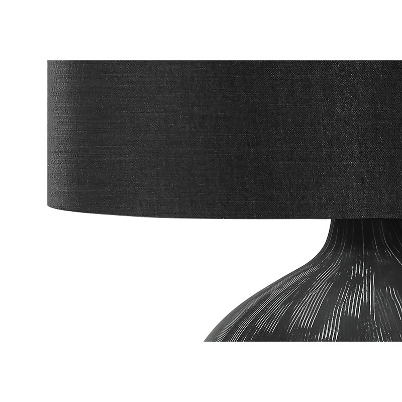 23" Black Ceramic Table Lamp with Black Shade