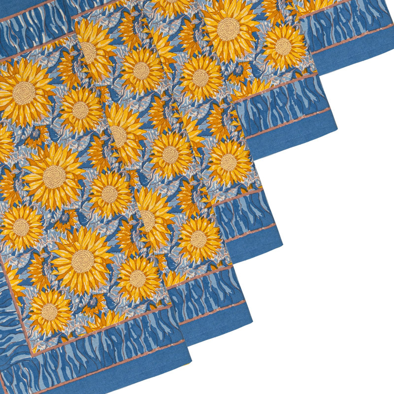 Sunflower 100% Cotton Square Napkins, Blue